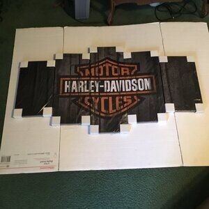 Very cool 5-Piece Harley-Davidson Motorcycles wood & canvas wall sign